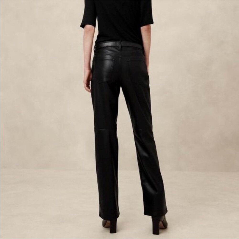 NWT Banana Republic Mid Rise Bootcut Vegan Leather Pants. 33/16. Classic. Moto - Picture 2 of 15